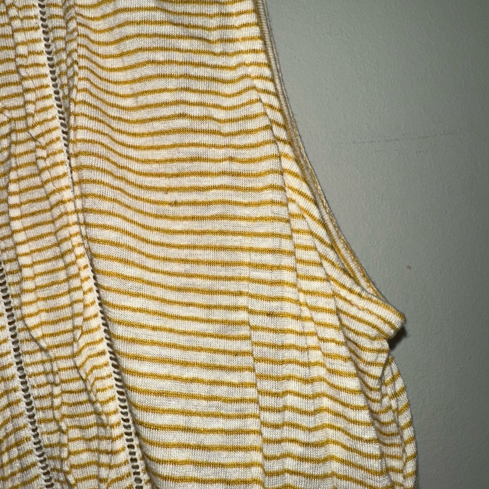 Women's Anthropologie Tank Top Size M mustard Yellow Striped Sleeveless - Picture 4 of 13